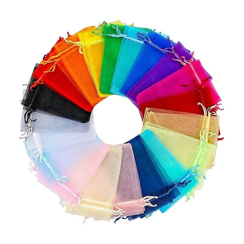 50pcs/Lot Multicolor Jewelry Packaging Bag 7*9 11*16 15*20cm Organza Bags Gift Storage Wedding Drawstring Pouches Wholesales