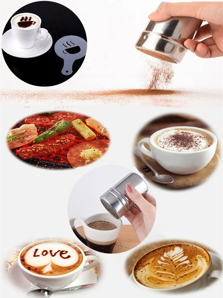 Cappuccino Mold Stainless Steel Coffee Shaker Fancy Coffee Printing Model Coffee Sifter Tool Chocolate Cocoa Coffee Accessories