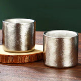 Pure Titanium Double-Wall Mini Coffee Mug,Outdoor Water Cups Silver-Gray Drinking Office Tea Mug 100 ml Luxury-Feel Coffee Cup