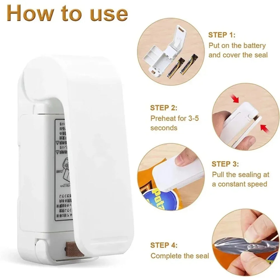 1PC Mini Bag Sealing Machine Package Sealer Bags Thermal Plastic Food Bag Closure Portable Sealer Food Packaging Heat Sealer