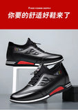 2024 Autumn New Casual Shoes For Men Fashionable Inside Increased High 6cm Lazy Shoes Rubber Shoe Sole Polyamide Leather Shoe