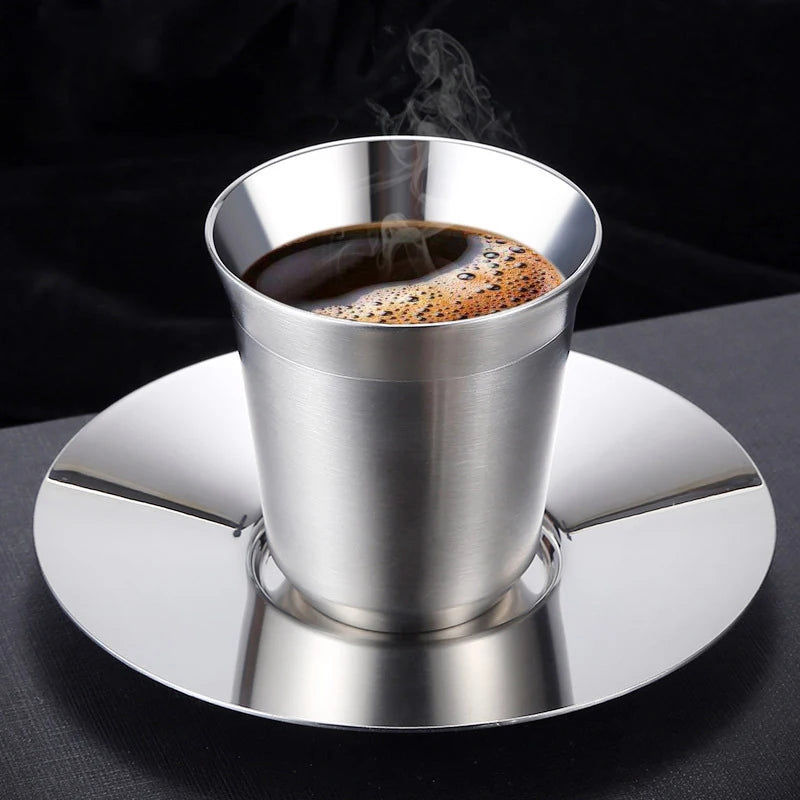 1pcs 80ml 160ml 250ml Mini Coffee Cups High Quality Stainless Steel Double Wall Heat-insulating Coffee Cups Portable Drink Cups