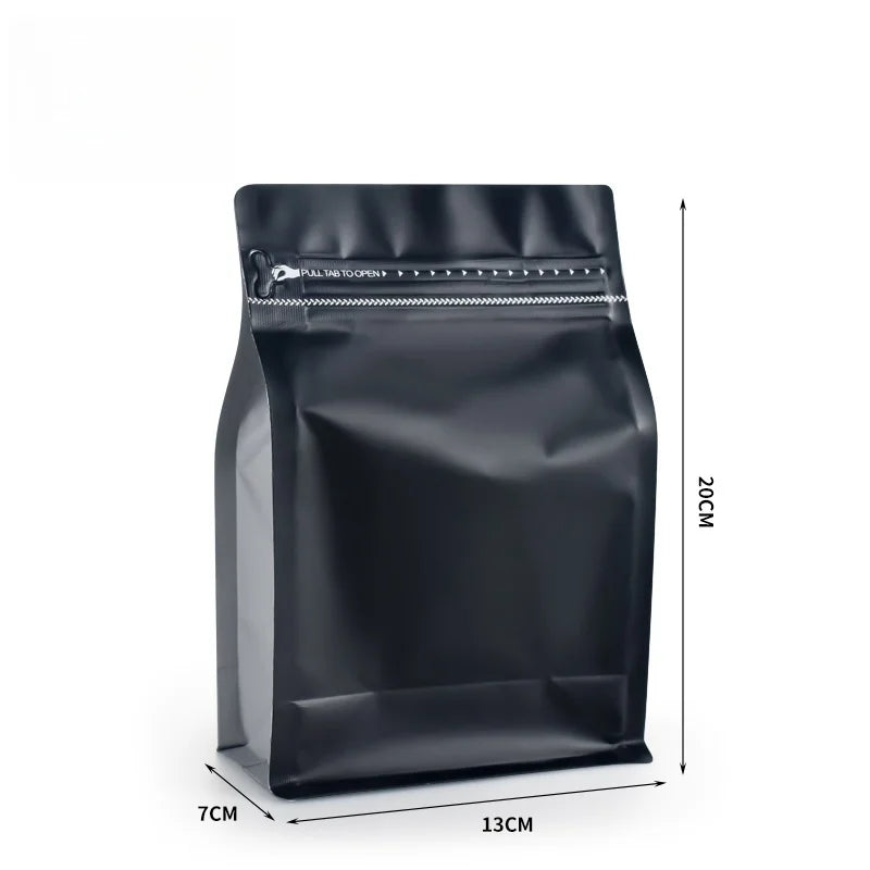 StoBag 50pcs 250g Coffee Beans Packaging Bag with Valve Aluminum Foil Heat Sealing for Powder Tea Nuts Storage Reusable Pouch