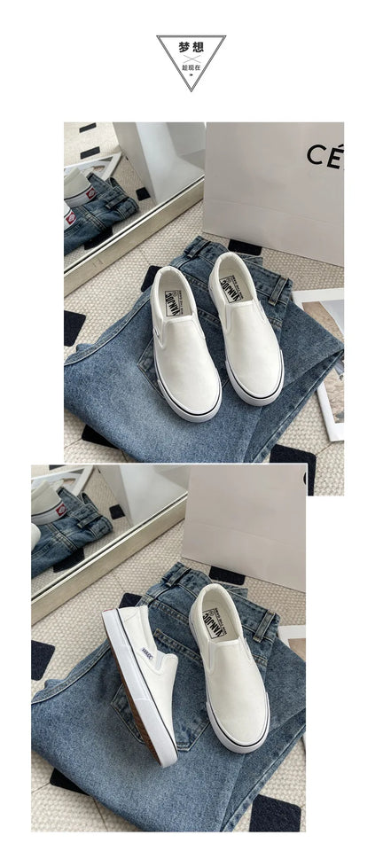 Canvas Shoes Women Couple Slip on Flat Comfortable Casual Shoes Fashion Platform Ladies Vulcanized Shoes Zapatillas Mujer 2025
