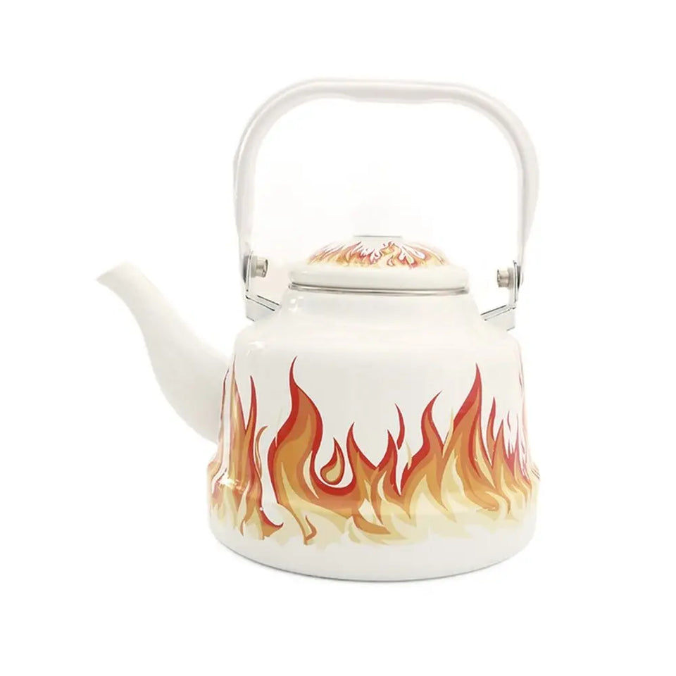 Classic Design Enamel Enamel Tea Kettle European Style Handmade Tea Pot Unbreakable No Whistling Water Kettle Restaurant