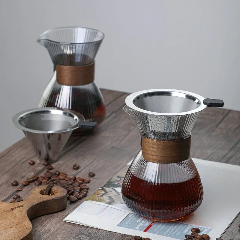 Hand Brewed Glass Coffee Sharing Pot Barista Tools Household Filter Coffee Pot Set Coffeeware Teaware Coffe Accessories