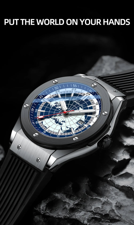 CHENXI 82442 Men's Quartz Watch Casual Outdoors Sports Watches Brand World Map Military Waterproof Men Wrist Watches Clock Gifts