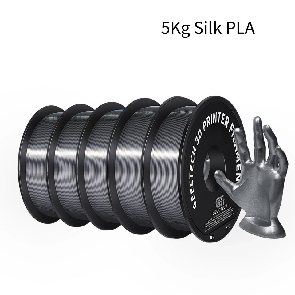 GEEETECH 5 rolls 3D Silk PLA Filament 1Kg/roll 1.75mm Spool Wire For 3D Printer Material,Safety, Vacuum packaging, special color