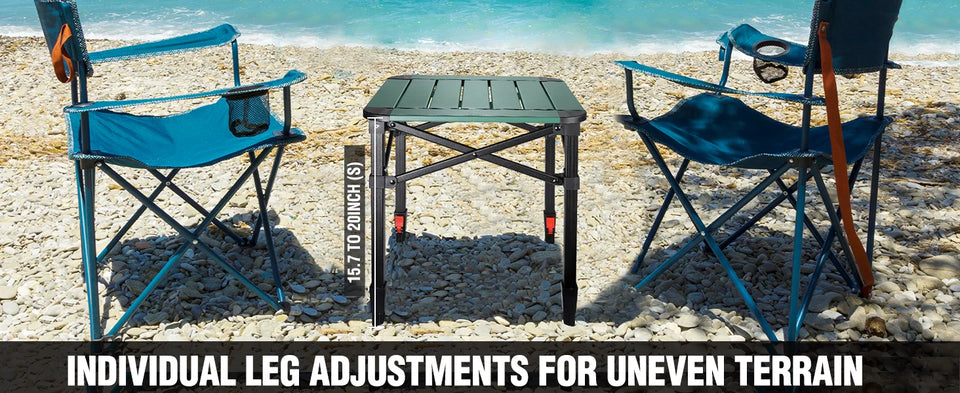 VILLEY Folding Camping Square Table with Carry Bag, Lightweight Aluminum Adjustable Square Table for Outdoor, Camping, Picnic