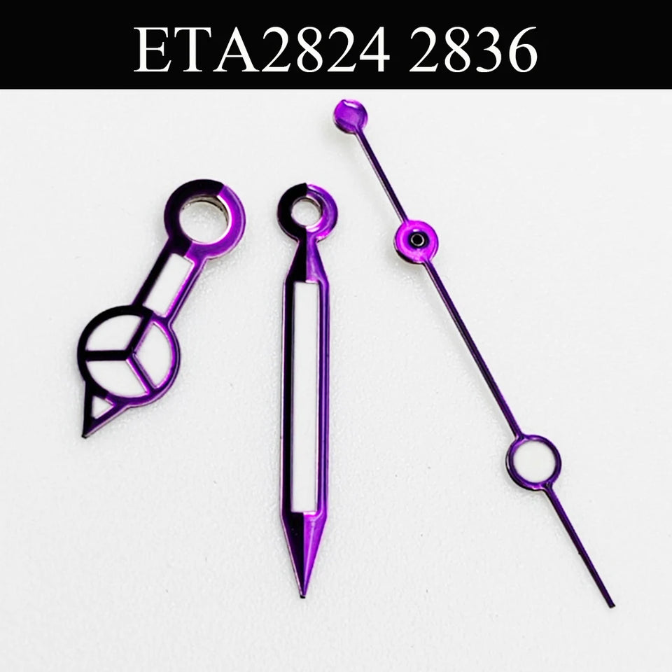 Purple Watch Hands Green Luminous Fit NH35 NH35 Miyota8215 8205 821a ETA2824 2836 Automatic Movement Watches Pointer