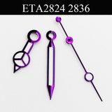 Purple Watch Hands Green Luminous Fit NH35 NH35 Miyota8215 8205 821a ETA2824 2836 Automatic Movement Watches Pointer