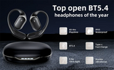 Open Ear Headphones Bluetooth 5.4 Wireless Earphones TWS 60 Hours Playtime Dual Mic Clear Call Sports Air Conduction Headphones