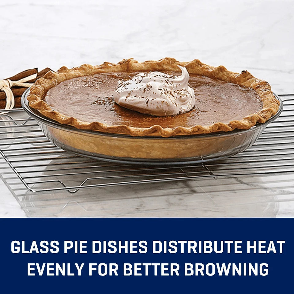 2 Pack 9 Inch Glass Pie Plate Bakeware Oven Microwave Safe Durable Easy Clean Dishwasher Freezer Storage Ideal Pies Quiches