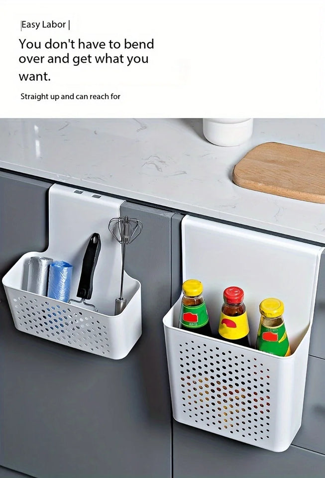 Kitchen Cabinet Door Interior Storage organizer and Box, Hanging Hook Behind the Door, Kitchen Cabinet Door Basket Shelf Baskets