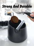 White Coffee Knock Box with Rubber Knock Bar 800ML Black Espresso Grounds Container Anti Slip Coffee Grind Waste Dump Bin