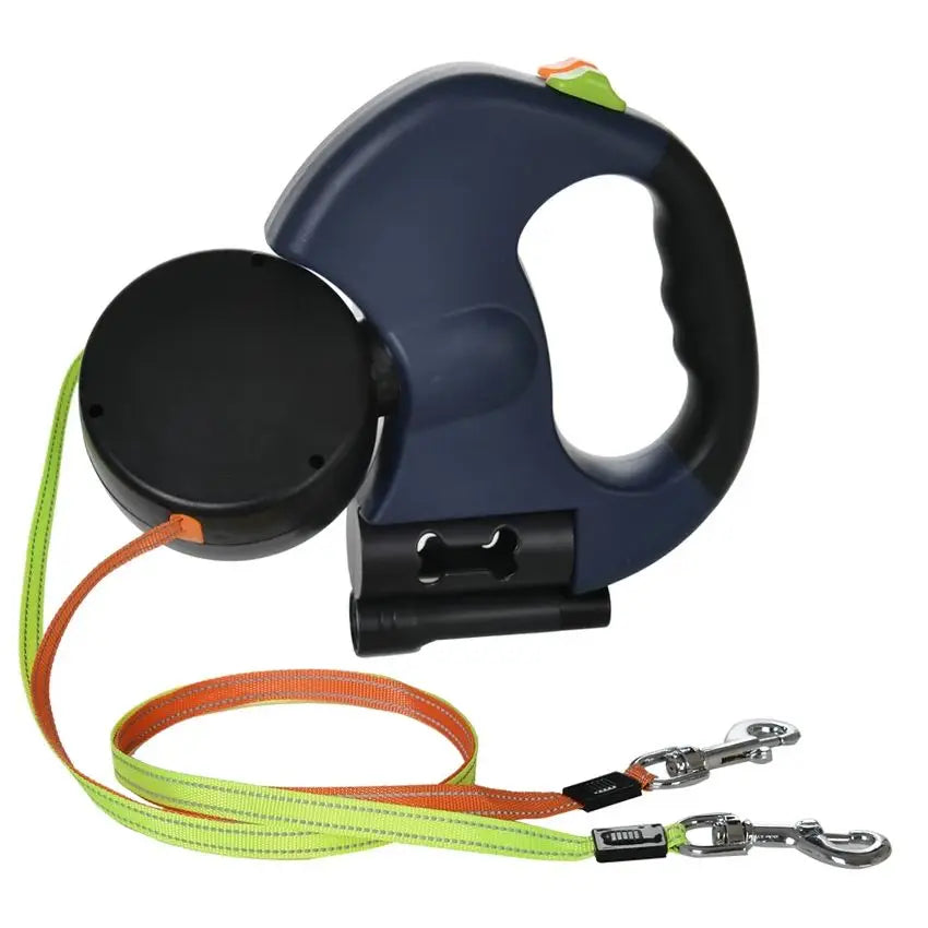 3M Dual Puppy Leash Automatic Small Dog Rope for 2 Dog Leash Multifunctional Strong Nylon Pet Rope with Night Light Bag Storage
