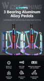 WEST BIKING Bicycle Pedal Three Bearing Aluminum Alloy Pedal Mountain Bike Road Bike Pedal Color Bike Accessories