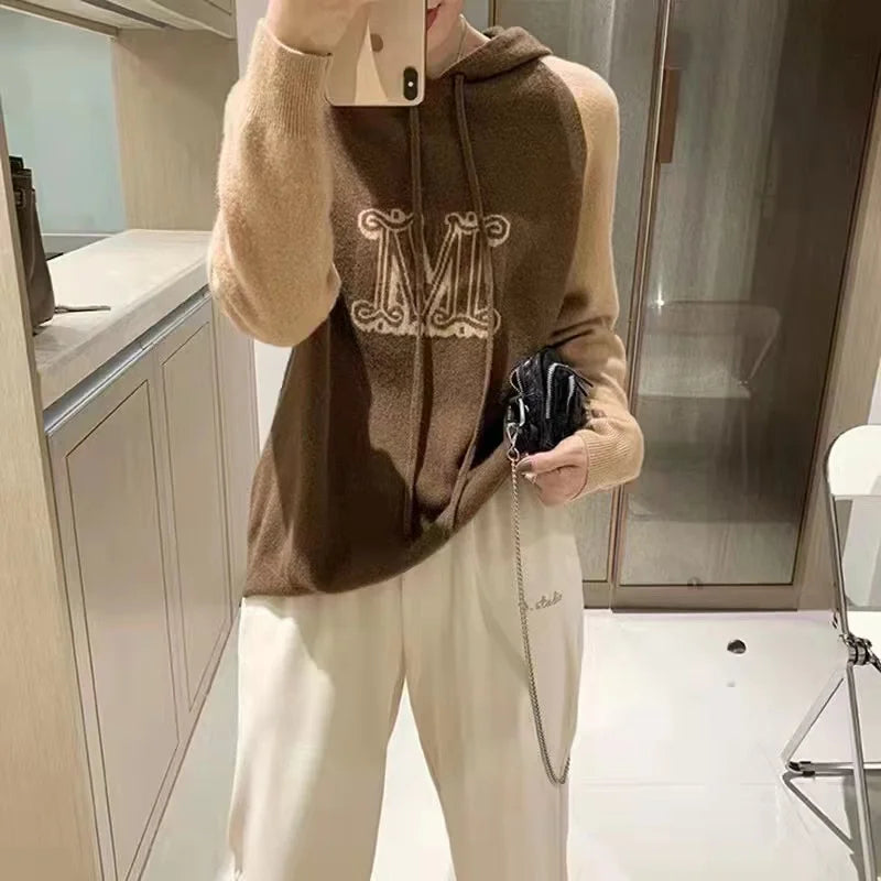 Camel Hoodies Women M Letter Hooded Sweatshirt women Warm  Cashmere Hoodie Woman Womens Knitted Hoodie Sweatshirt