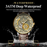 POEDAGAR Fashion Business Men Watch Waterproof Luminous Hollow Tourbillon Male Clock Automatic Mechanical Leather Men's Watches