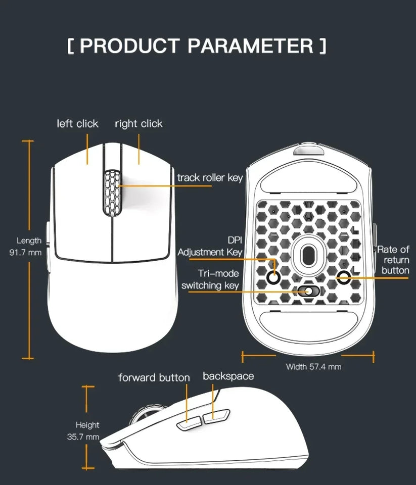 New Darmoshark M5 Pro Wireless Mouse PAW3950 8K Bluetooth Tri-Mode Connection Gaming Macro Mouse 30000DPI N52840 38g Lightweight
