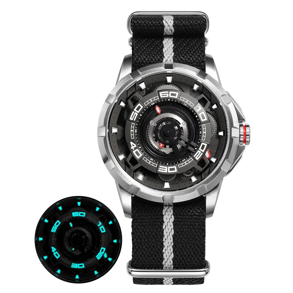 BERNY Automatic Men's Skeleton Watch 5ATM Luminous Sapphire Exhibition 3D Dial 316L Steel MIYOTA 82S0 Mechanical Watches for Men