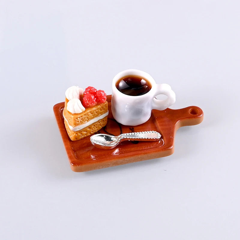 6pcs/ Set 1:12 Kitchen Toy Decoration Miniature Resin Coffee Cup Model Simulates Food And Beverage Home Tableware Decoration