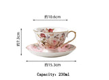 English Camellia Coffee cup & Saucer Set, Light luxury Home afternoon Tea cup and plate, Girls' gift, High appearance level cups