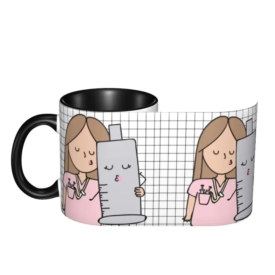 Pink Doctor Nurse Coffee Mugs DIY Customized Enfermera En Apuros Ceramic Milk Tea Mug Cup