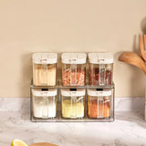 Condiments Container Seasoning Jars, Kitchen Spicy Jars with Lids and Spoons, Tea Coffee Sugar Canisters Glass Spice Box