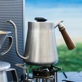 CF WISDOM Vintage Classic Silver Stainless Steel 600ML Coffee Hand Brewing Pot Temperature Display Water Bottle Coffee Utensils