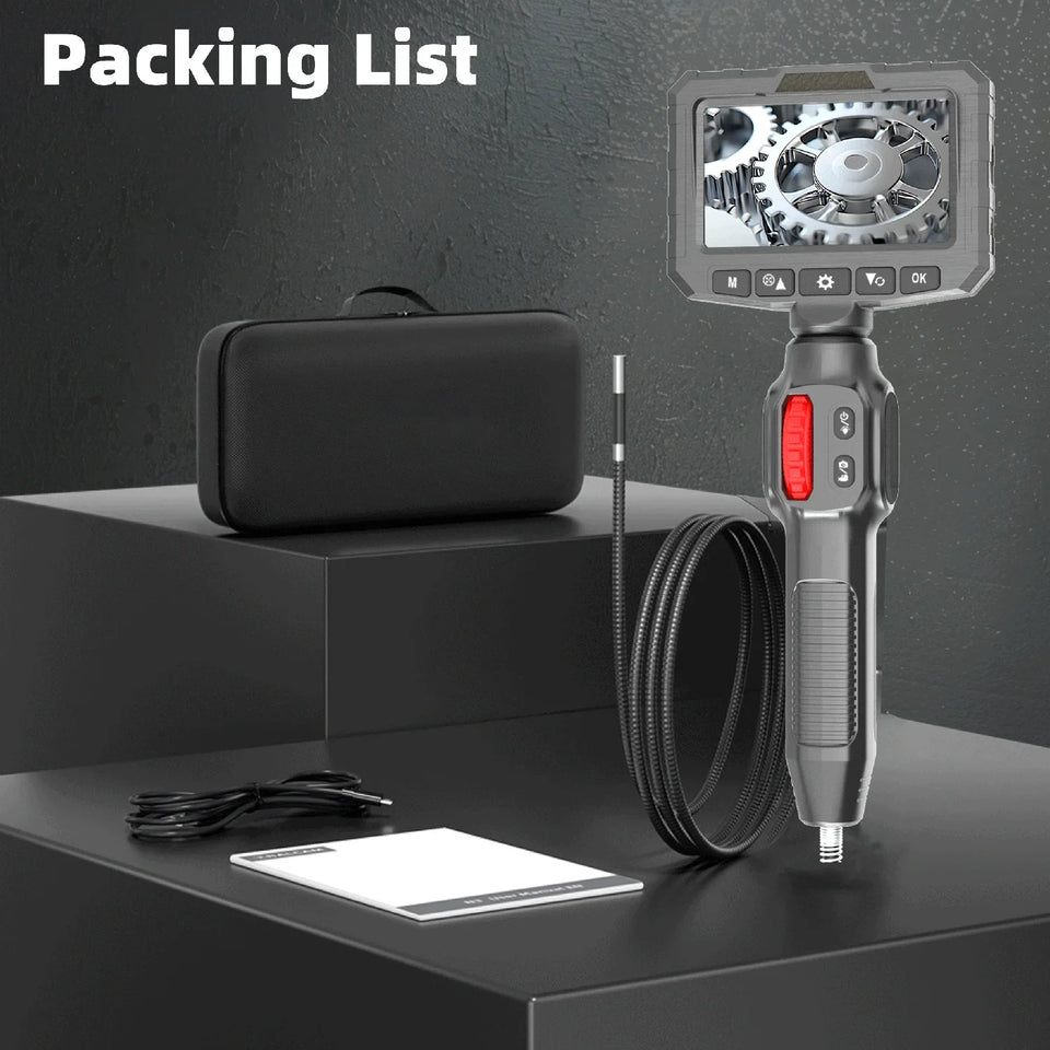 Two-Way Articulating Borescope Camera with Light: 3.9mm/6mm Industrial Endoscope Inspection Camera with Automotive Inspection