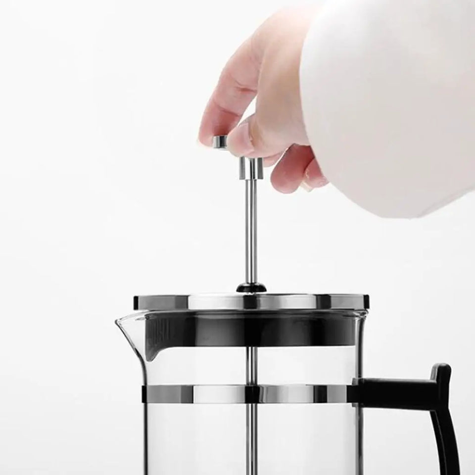 Stainless Steel Glass French Press Tea Coffee Maker 350ml 12oz 1-2 Cups