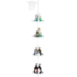Corner Shower Caddy with Tension Pole 4-Tier Adjustable Shelves Bathroom Storage Organizer with Rubber Pad,101.6 - 122 Inch H