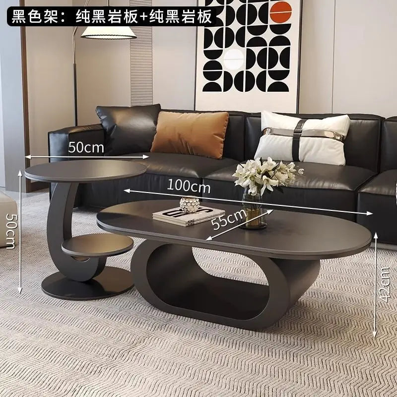 Italian minimalist new rock slab coffee table living room home simple modern high-end combination light luxury oval tea table