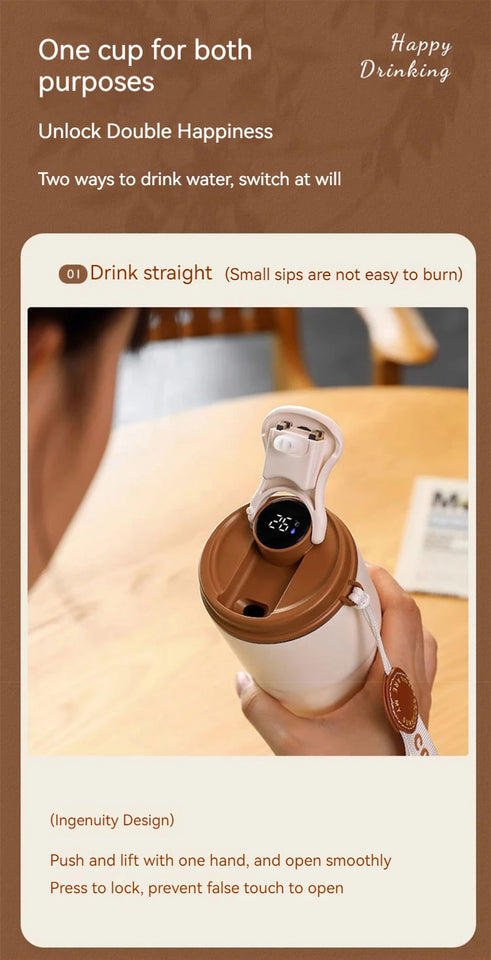 450ML Stainless Steel Thermo Water Bottle LED Temperature Display Coffee Cup Keep Cold and Heat Thermal Mug Travel Vacuum Flask