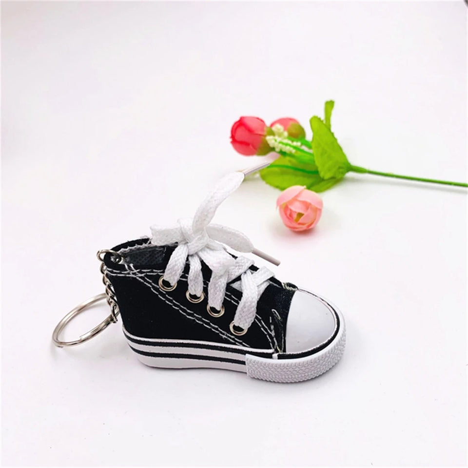 3D Canvas Sneaker Tennis Shoe Keychain Blue Pink Black White Sports Shoes Keyring Bag Ornaments Car Trinket Keyring Accessories
