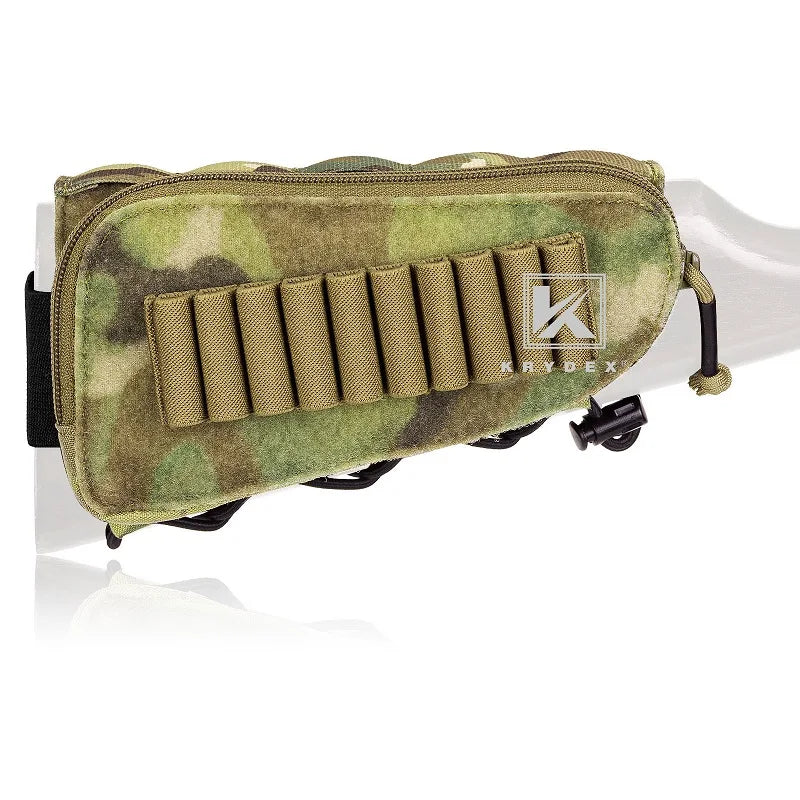KRYDEX Tactical Rifle Stock Pack For Right Hand Cheeck Pad Buttstock Ammo Holder Hunter Utility Accessories Pouch