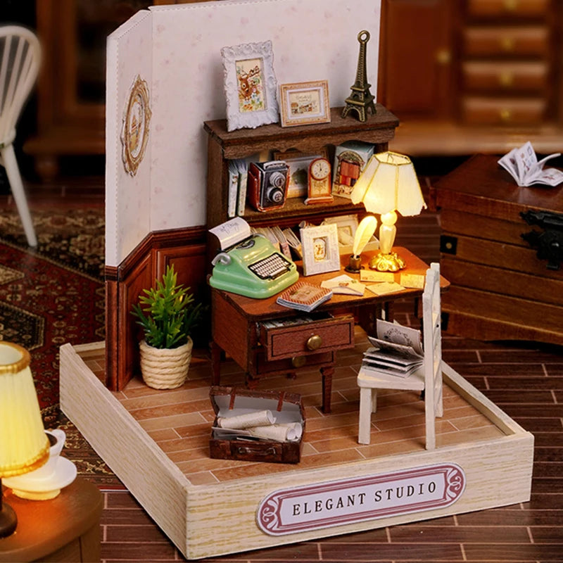 Coffee Shop Wooden Mini Doll House DIY Small House Kit Making And Assembling Room Models Toys For Kid Birthday Gifts Dollhouse