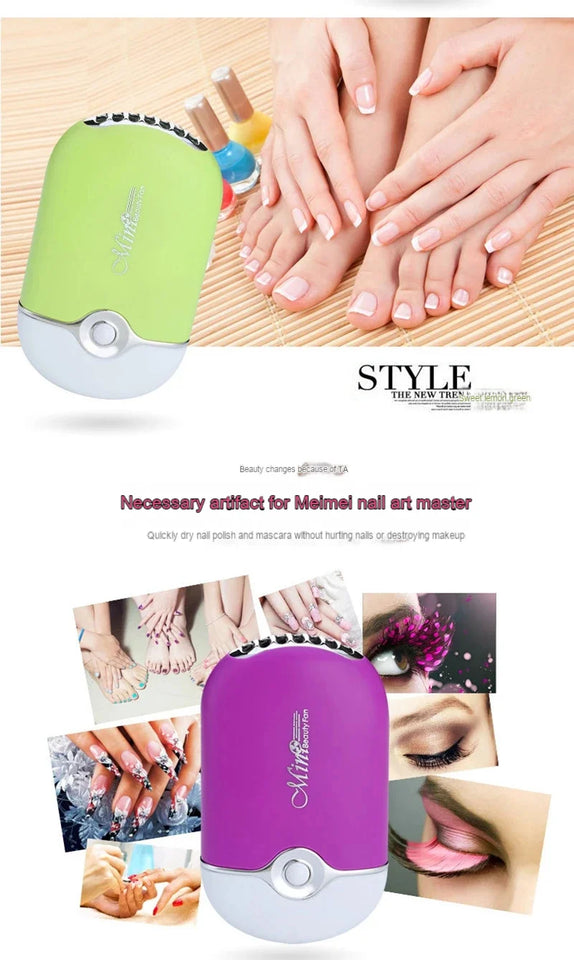 New USB Mini Fan Air Conditioning Blower USB Charging Fan Eyelash Hair Dryer Portable Nail Polish Quick Dry Pocket Cooling Fan