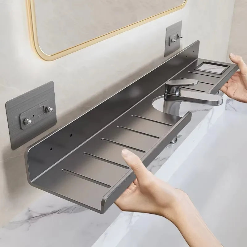 Washroom Faucet Sink Wall-mounted Punch-free Organizer In Front Of The Mirror Bathroom Shower Gel Storage Shelf