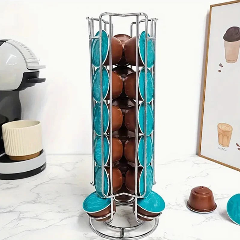 Coffee Capsule Display Rack Rotatable Storage Stand 24-Cup Storage Rack Anti-Slip Bottom For Capsules Coffee Tools