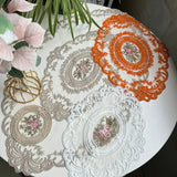 New Oval Lace Embroidery Table Place Mat Ins Christmas Pads Cloth Placemat Cup Coffee Tea Coaster Doily Kitchen Table Decoration