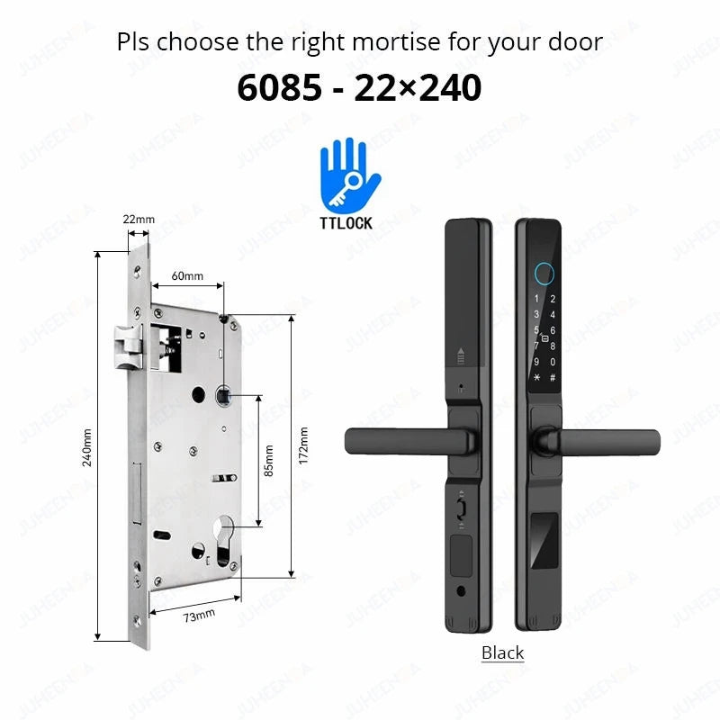 TTLock APP Waterproof Fingerprint Password Smart Lock For Outdoor Pull Push Sliding Aluminum Door 2885/ 3585/ 4585 /6085 Mortise