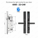 TTLock APP Waterproof Fingerprint Password Smart Lock For Outdoor Pull Push Sliding Aluminum Door 2885/ 3585/ 4585 /6085 Mortise