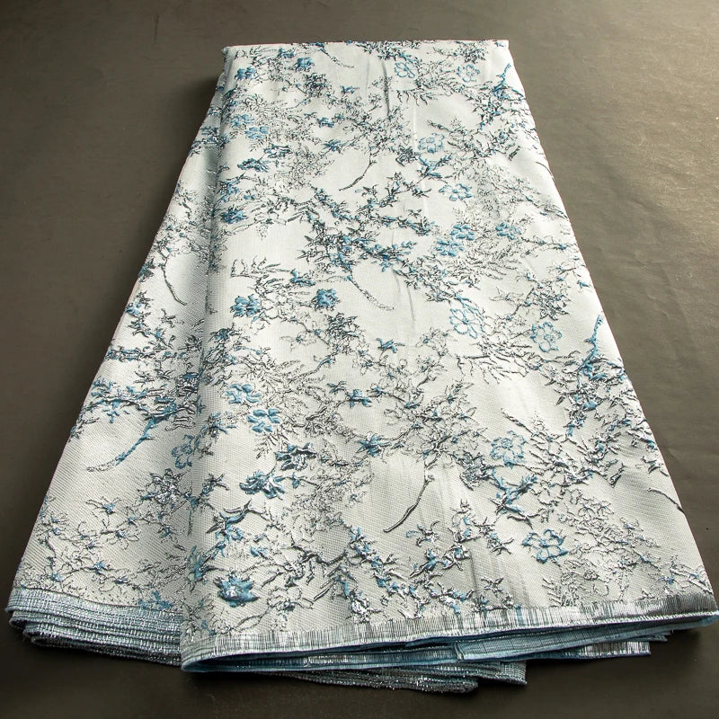 High Quality French Brocade Jacquard Lace Fabric 2026 Nigerian African Organza Lace Fabric 5 Yards for Wedding Dress Sewing