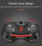 Hollow Breathable Bicycle Saddle Men Women MTB Road Bike Saddle Shock Absorbing Comfortable Big Butt Bike Seat Safety Warning