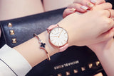 1 Set Women Leather Watches Minimalist Style 6.9mm Ultra Thin Dial Black Gift Box Adjuster Spare Strap Women's Dress Wristwatch