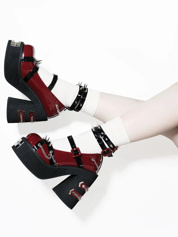 Japanese Retro Gothic Y2k Subculture Rivets Thick Heels High Heels Women's Shoes Sweet Lolita Shoes Spicy Girl