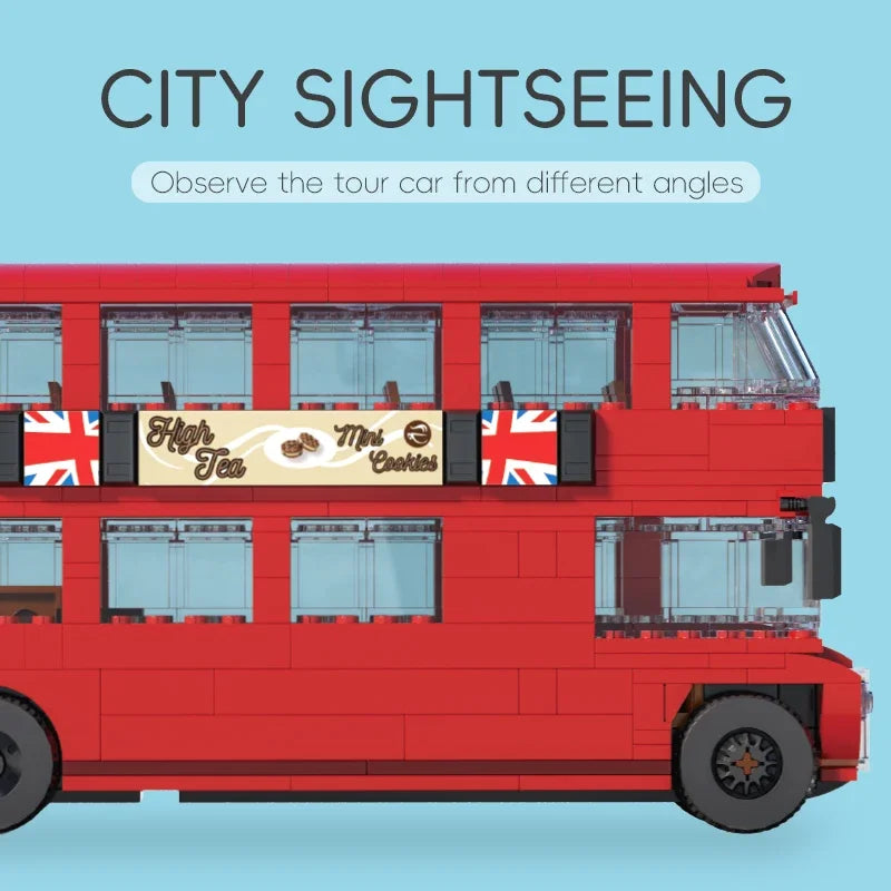 745PCS British Retro Double Decker Bus Model Building Blocks City Tour Bus Car Bricks Desktop Decoration Kids Toys Holiday Gifts
