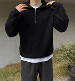 Men's Hooded Sweatshirt Knitting Solid with Zipper Male Hoodie Clothing Deals Cotton 90s Vintage Luxury Y2k Emo Tops Simple Warm